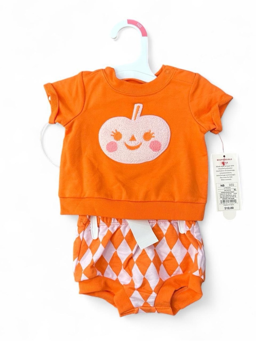 Cat & Jack Orange Pumpkin Short Set